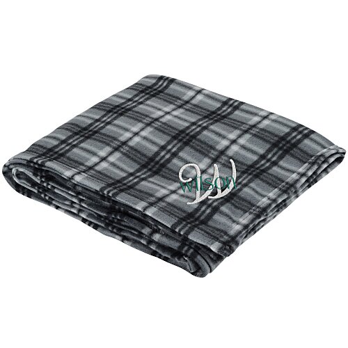 Plaid Fleece Blanket - Embroidered Main Image