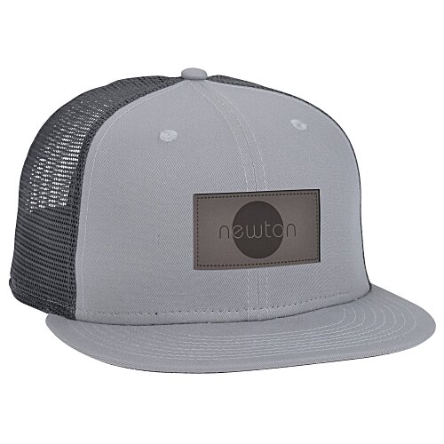 New Era Flat Bill Snapback Trucker Cap - Laser Engraved Patch Main Image