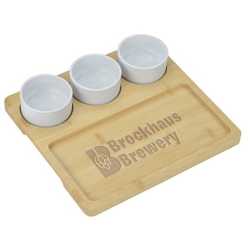 Bamboo Serving Tray with Ceramic Bowls Main Image