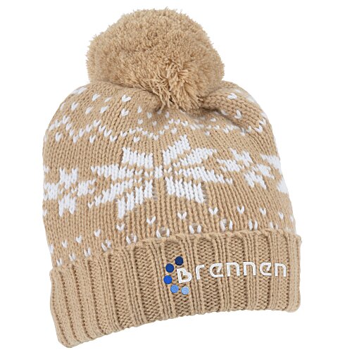 Snowflake Knit Pom Beanie Main Image