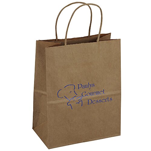 Kraft Paper Brown Shopping Bag - 9-3/4" x 7-3/4" Main Image