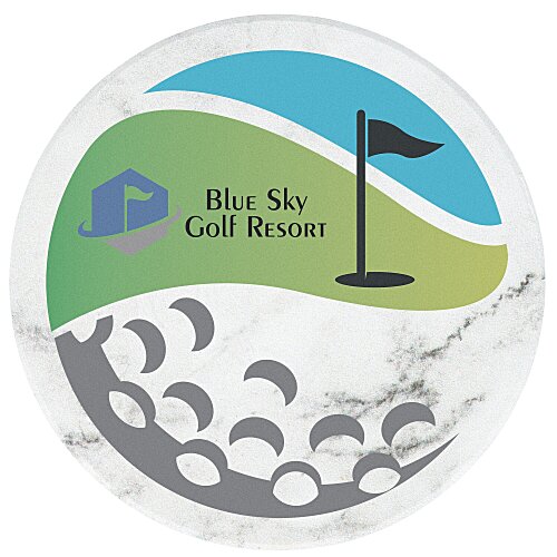 Absorbent Stone Coaster - Round - White Marble Main Image