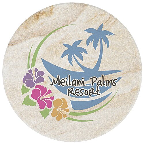 Absorbent Stone Coaster - Round - Beige Marble Main Image