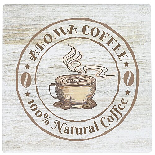 Absorbent Stone Coaster - Square - Whitewashed Wood Main Image