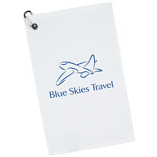 Junior League Golf Towel with Carabiner - White Main Image