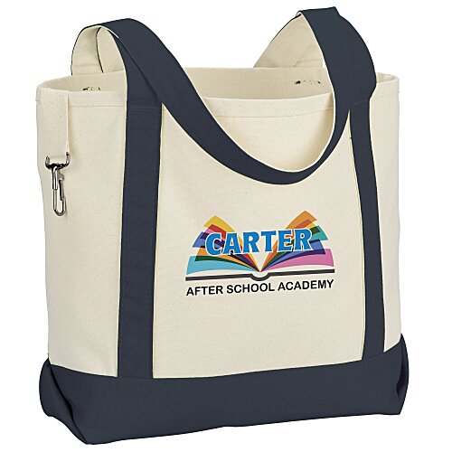 Two-Tone Accent Gusseted Tote Bag - Full Color Main Image