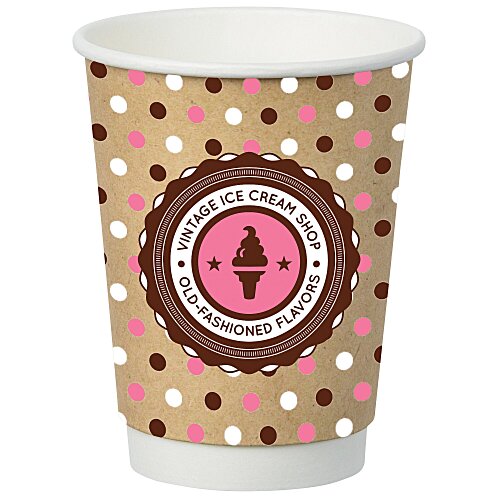 Full Color Insulated Paper Cup - 12 oz. - Natural Main Image