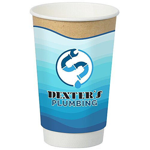 Full Color Insulated Paper Cup - 16 oz. - Natural Main Image