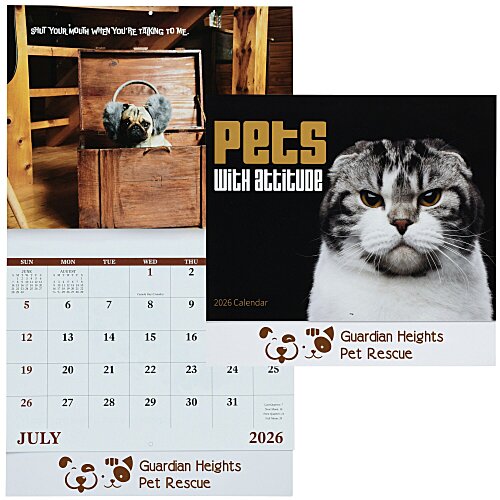 Pets with Attitude Wall Calendar - Stapled Main Image