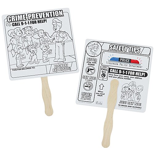 Crime Prevention Coloring Hand Fan Main Image