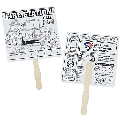 Fire Safety Coloring Hand Fan Main Image