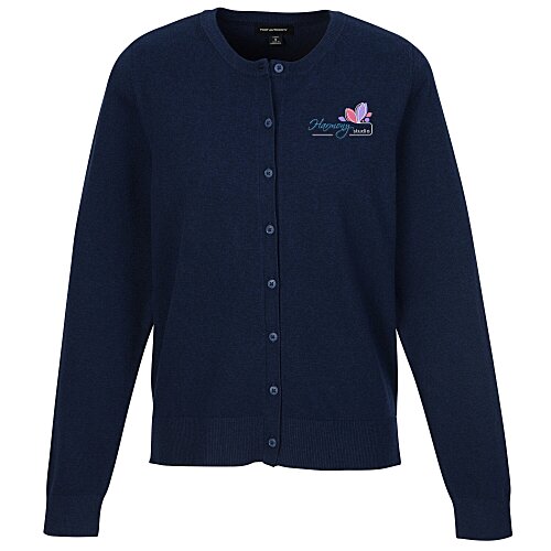 Easy Care Tri-Blend Crewneck Cardigan Sweater - Ladies' Main Image