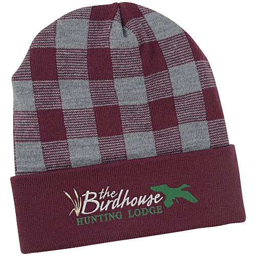 Plaid Knit Cuff Beanie Main Image