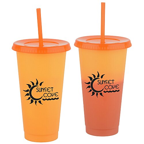 Chameleon Color Change Tumbler with Straw - 24 oz - 24 hr Main Image