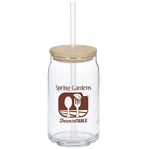 Glass Can with Straw - 17 oz Main Image