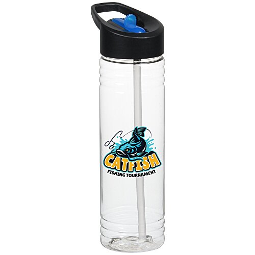 Clear Impact Halcyon Water Bottle with Two-Tone Flip Straw Lid - 24 oz - Full Color Main Image