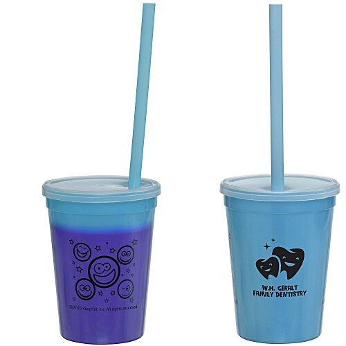 Super Kid Mood Stadium Cup with Straw - 12 oz - Smiley Faces Main Image