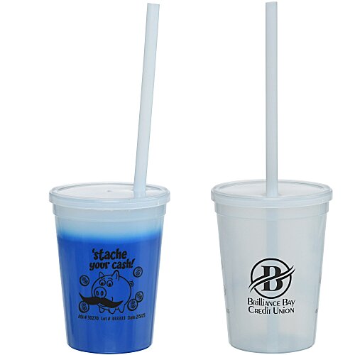 Super Kid Mood Stadium Cup with Straw - 12 oz - Dollars and Cents Main Image