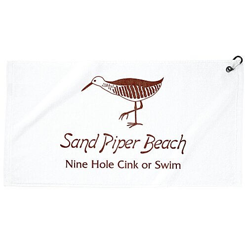 Tour Pro Golf Towel with Carabiner - White Main Image