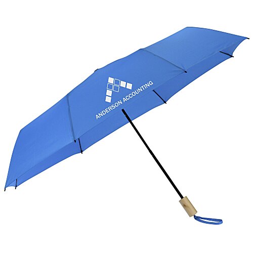 Manual Folding Umbrella with Wooden Handle - 46-inch Arc Main Image