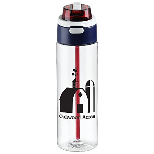 Ella Water Bottle with Flip Up Straw - 24 oz. - Red, White & Blue Main Image