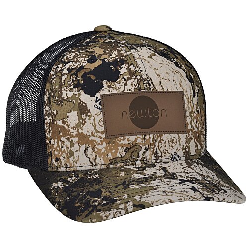 Yupoong Veil Camo Trucker Cap - Laser Engraved Patch Main Image