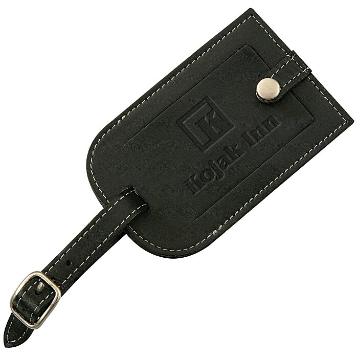 Black Real Leather Luggage Tag