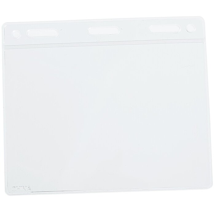 Blanks/USA Pin Back Name Tag Holder, Horizontal Orientation, Top Load, 4 x 3, Clear Holder, 100/Pack