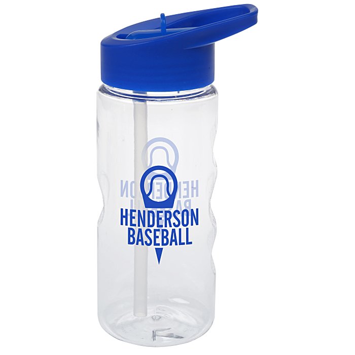 Custom Printed 18oz Transparent Water Bottles w/Flip-Straw