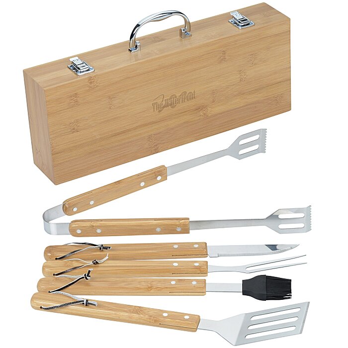 BBQ Grilling Set with Personalized Bamboo Case