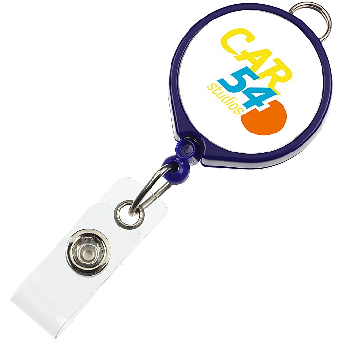  Retractable Badge Holder with Lanyard Attachment - Round -  Opaque - Label 120167-RD-S-L