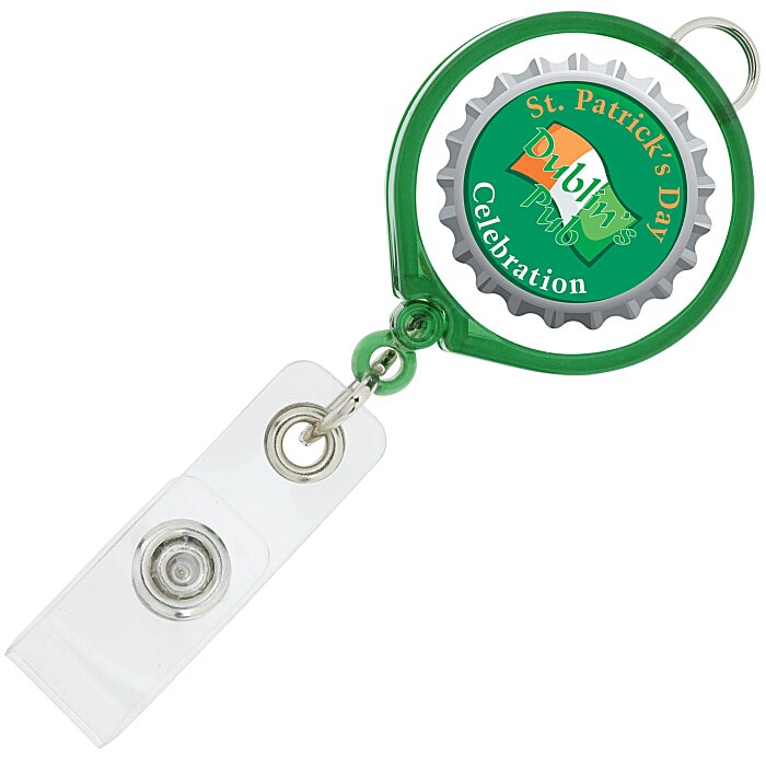  Retractable Badge Holder with Lanyard Attachment - Round -  Translucent - Label 120167-RD-T-L