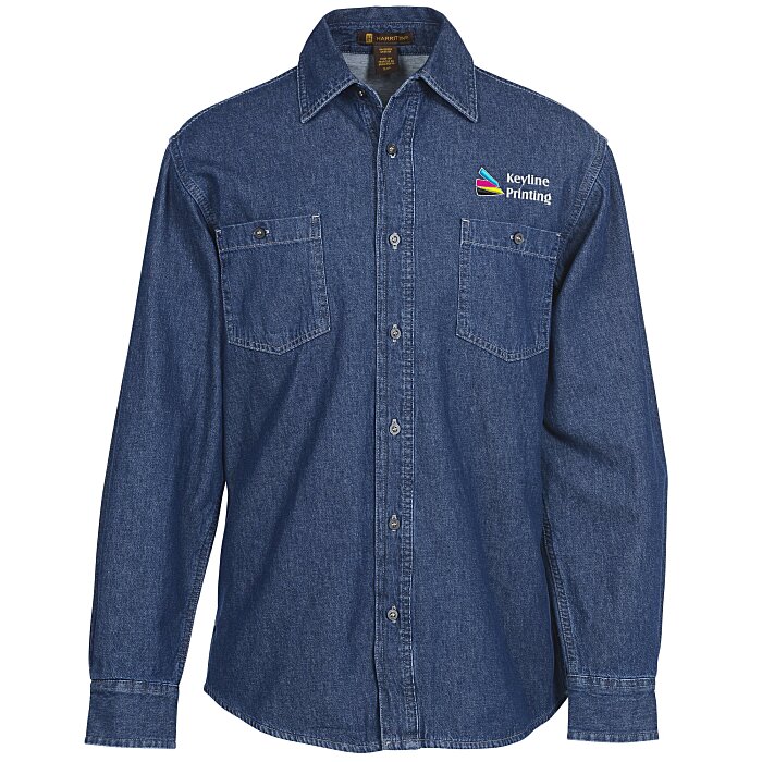 Harriton Men's Long-Sleeve Denim Shirt