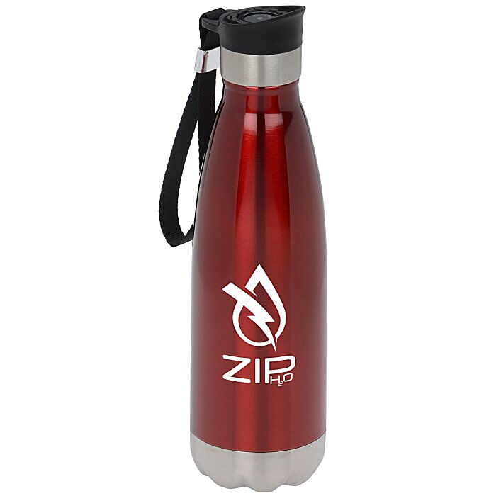 Push Button Lid Water Bottle, Stainless Steel, 16 oz