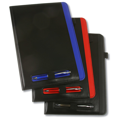Additional Image 1 - a stack of black and red notebooks