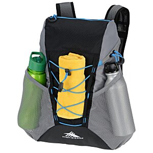 Additional Image 1 - a grey and black backpack with a yellow bottle in it