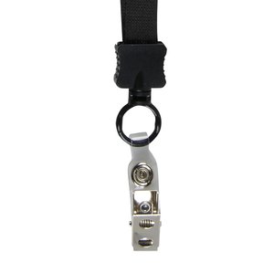 Additional Image 2 - a black lanyard with a silver ring