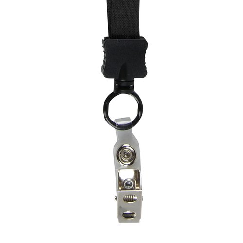 Additional Image 2 - a black lanyard with a silver ring