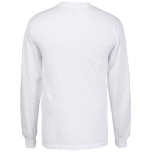 Gildan 6 oz. Ultra Cotton LS Pocket T-Shirt - White - Screen 590-LS-P-W ...