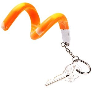 Additional Image 4 - a key chain with a spiral shaped orange and white handle