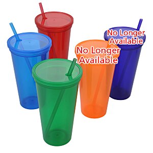 Additional Image 1 - a group of colorful plastic cups with straws