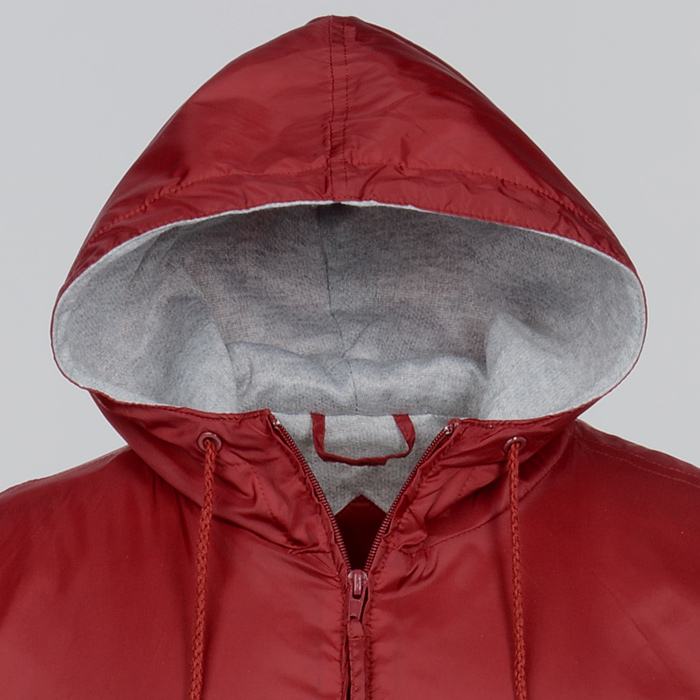 Four Season Supplex Nylon Hooded Wind Breaker-Made in USA XX-Large / Red (Red Reflective Trim)