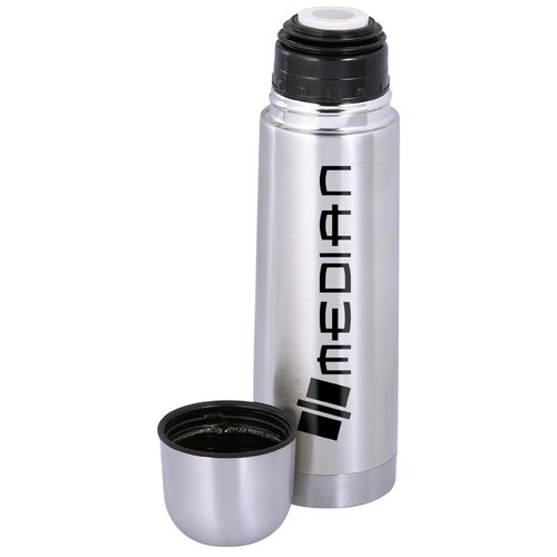 Additional Image 3 - a silver thermos with a black cap