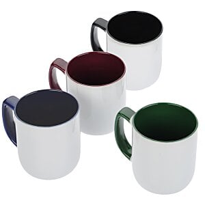 Additional Image 1 - a group of white mugs with different colored handles