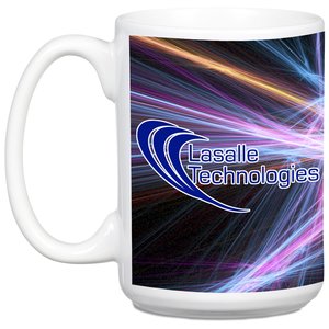 Additional Image 1 - a white mug with a picture of a purple and blue light