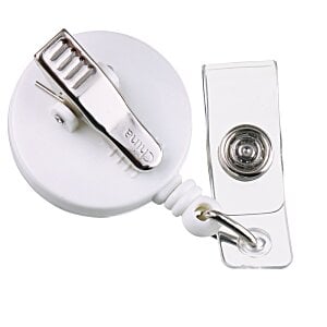 Additional Image 1 - a white badge holder with a silver clip