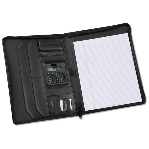 Additional Image 2 - a black leather folder with a white paper