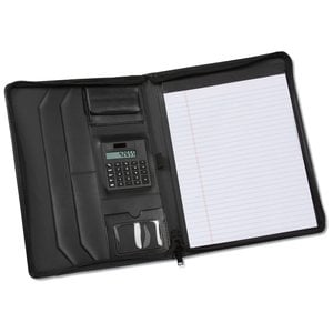 Additional Image 2 - a black leather folder with a white paper
