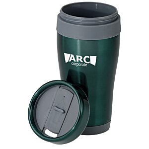 Additional Image 1 - a green and grey travel mug