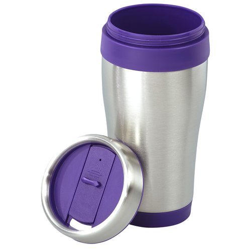 Additional Image 1 - a silver and purple coffee cup
